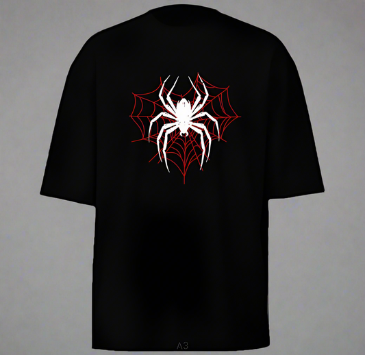 Graphic Spider T-Shirt – “Trapped in My Web” Oversized Streetwear Tee 🕷️